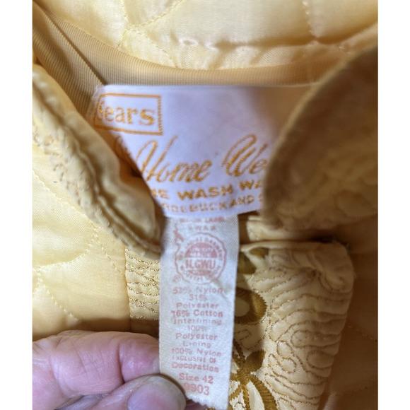 Sears at Home Wear Quilted Robe Long Lined Button Up Size Large Union Made 1970s - Picture 8 of 10